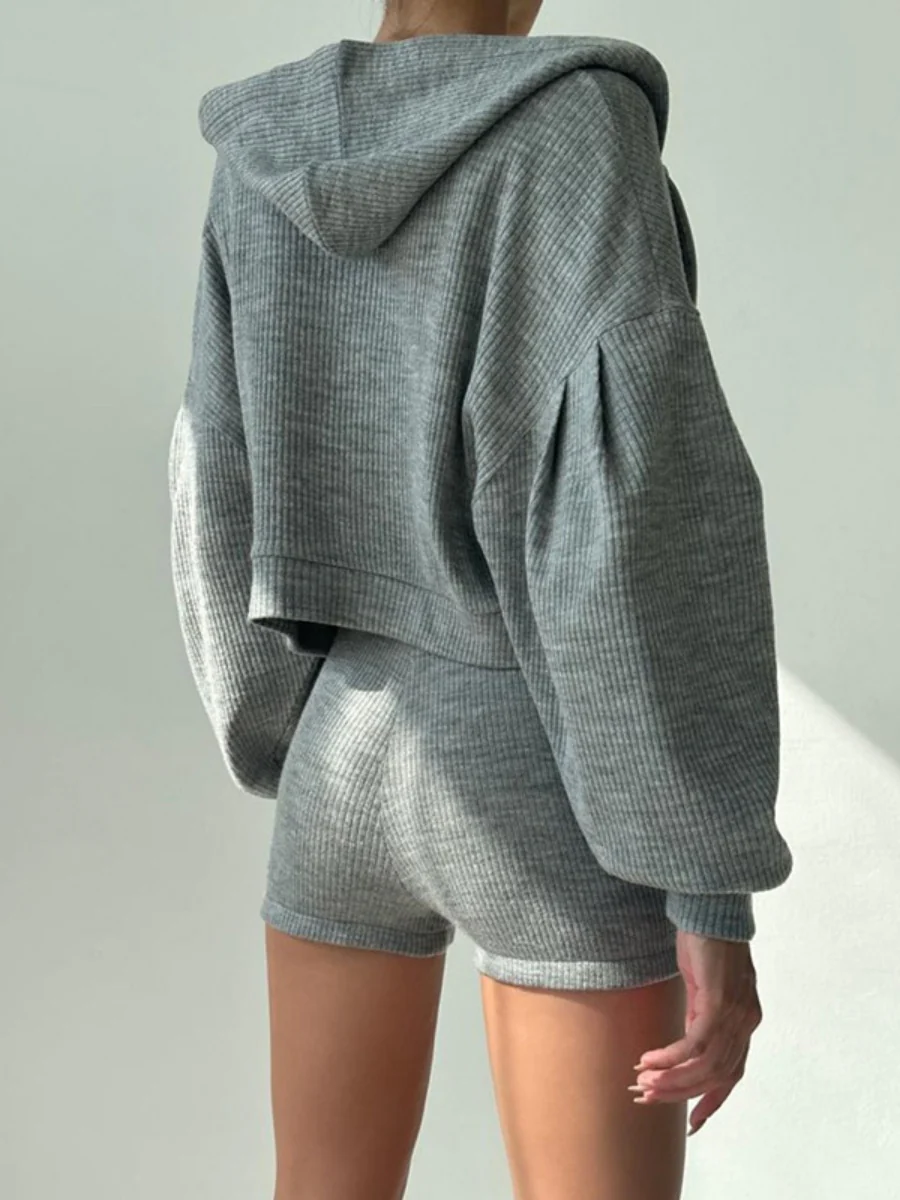 Coat Tank Tops Cropped Sports Zipper Solid Color 3-piece Sets - Image 13