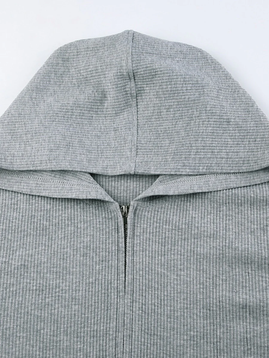 Coat Tank Tops Cropped Sports Zipper Solid Color 3-piece Sets - Image 21