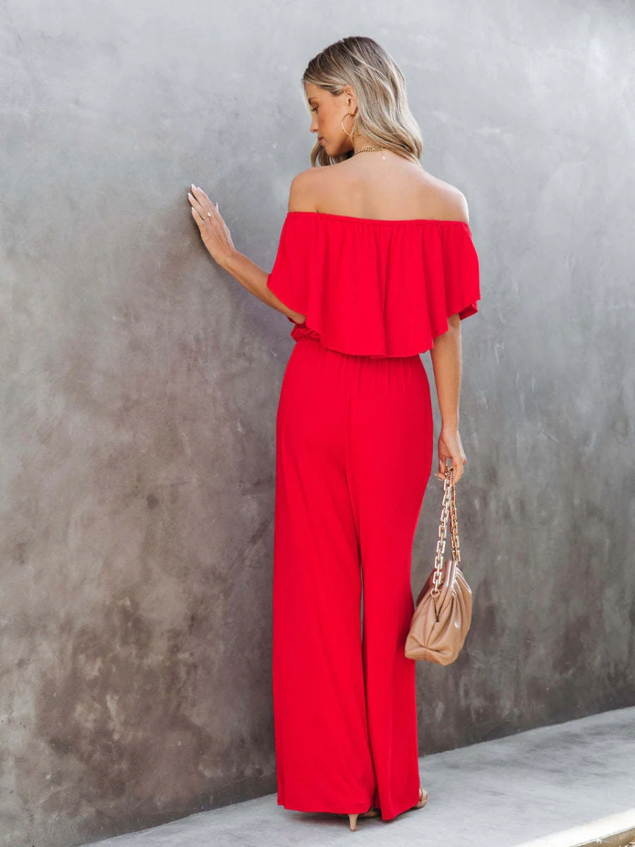 Off Shoulder Backless Loose-fit Leisure Jumpsuits - Image 10