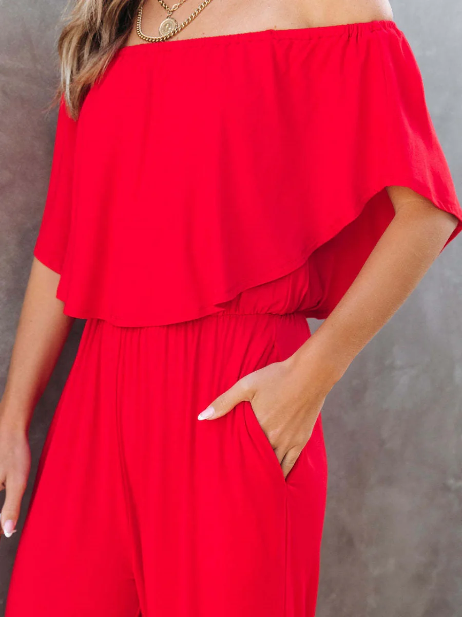 Off Shoulder Backless Loose-fit Leisure Jumpsuits - Image 11
