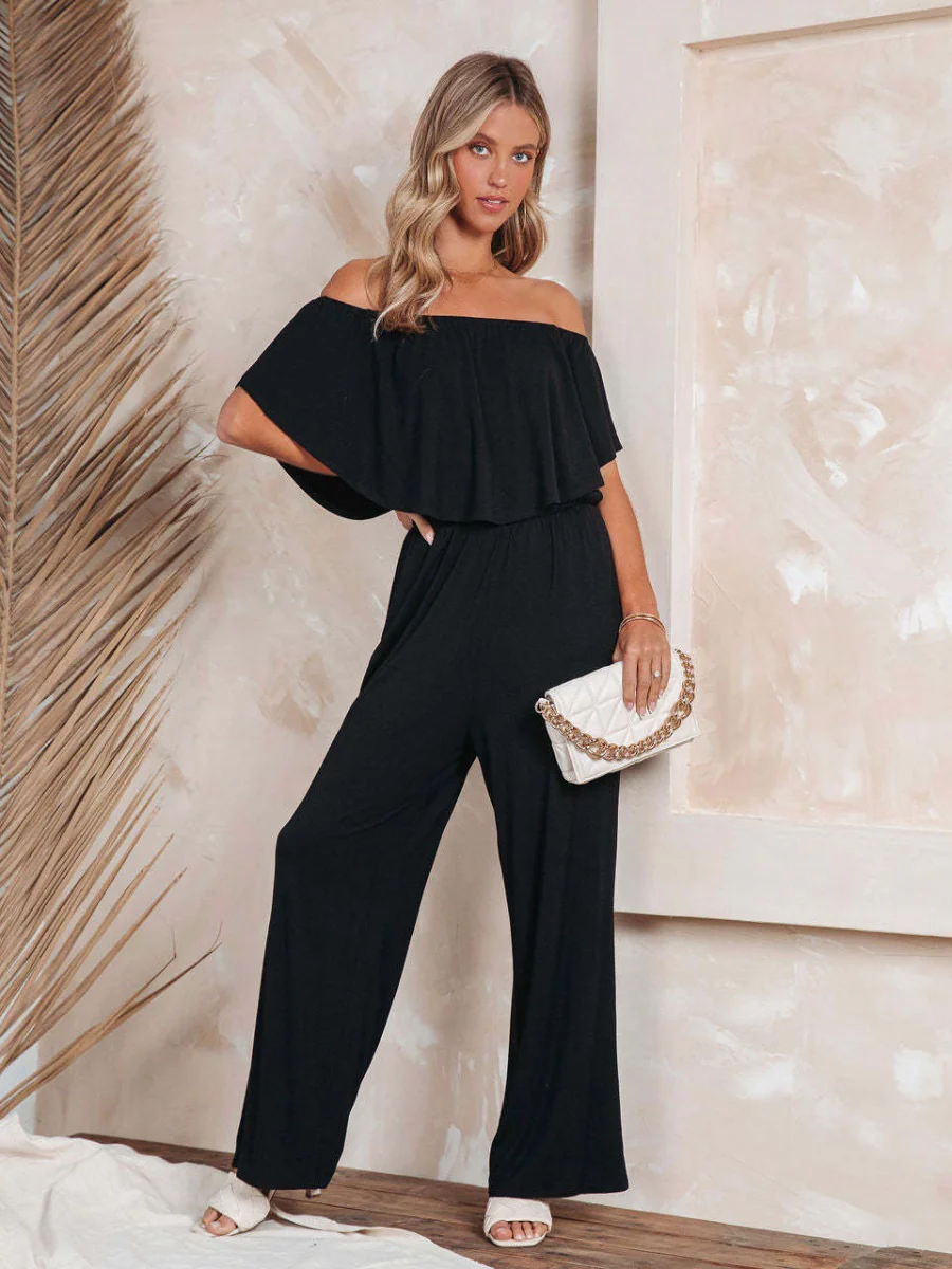 Off Shoulder Backless Loose-fit Leisure Jumpsuits - Image 12