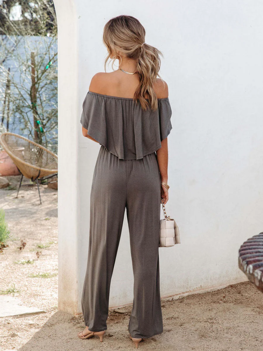 Off Shoulder Backless Loose-fit Leisure Jumpsuits - Image 19