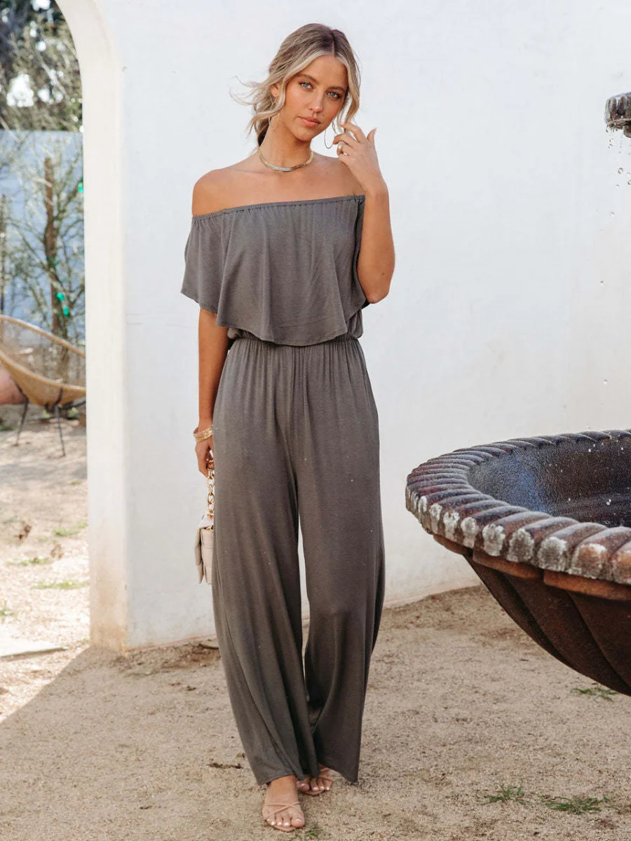Off Shoulder Backless Loose-fit Leisure Jumpsuits - Image 20