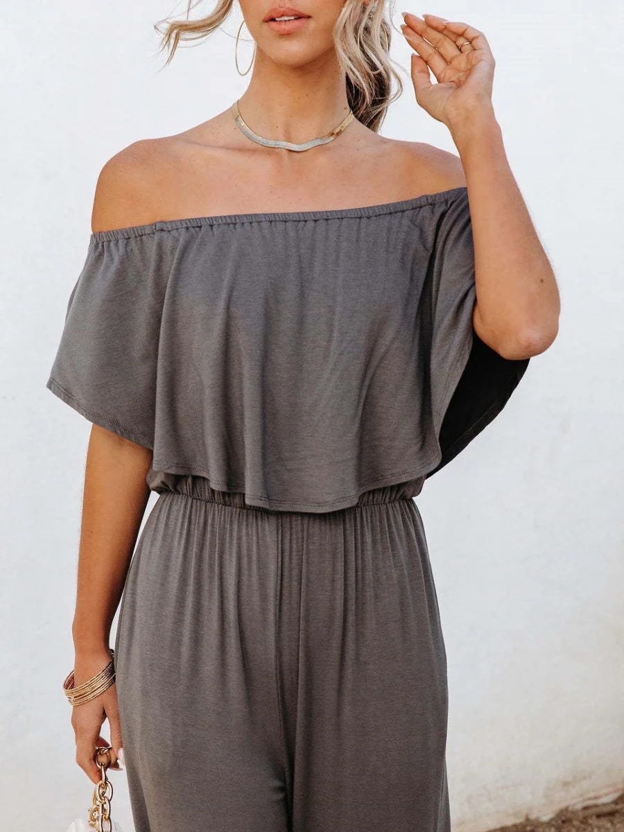 Off Shoulder Backless Loose-fit Leisure Jumpsuits - Image 22