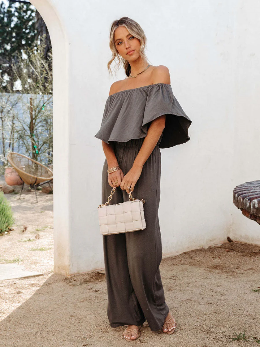 Off Shoulder Backless Loose-fit Leisure Jumpsuits - Image 23
