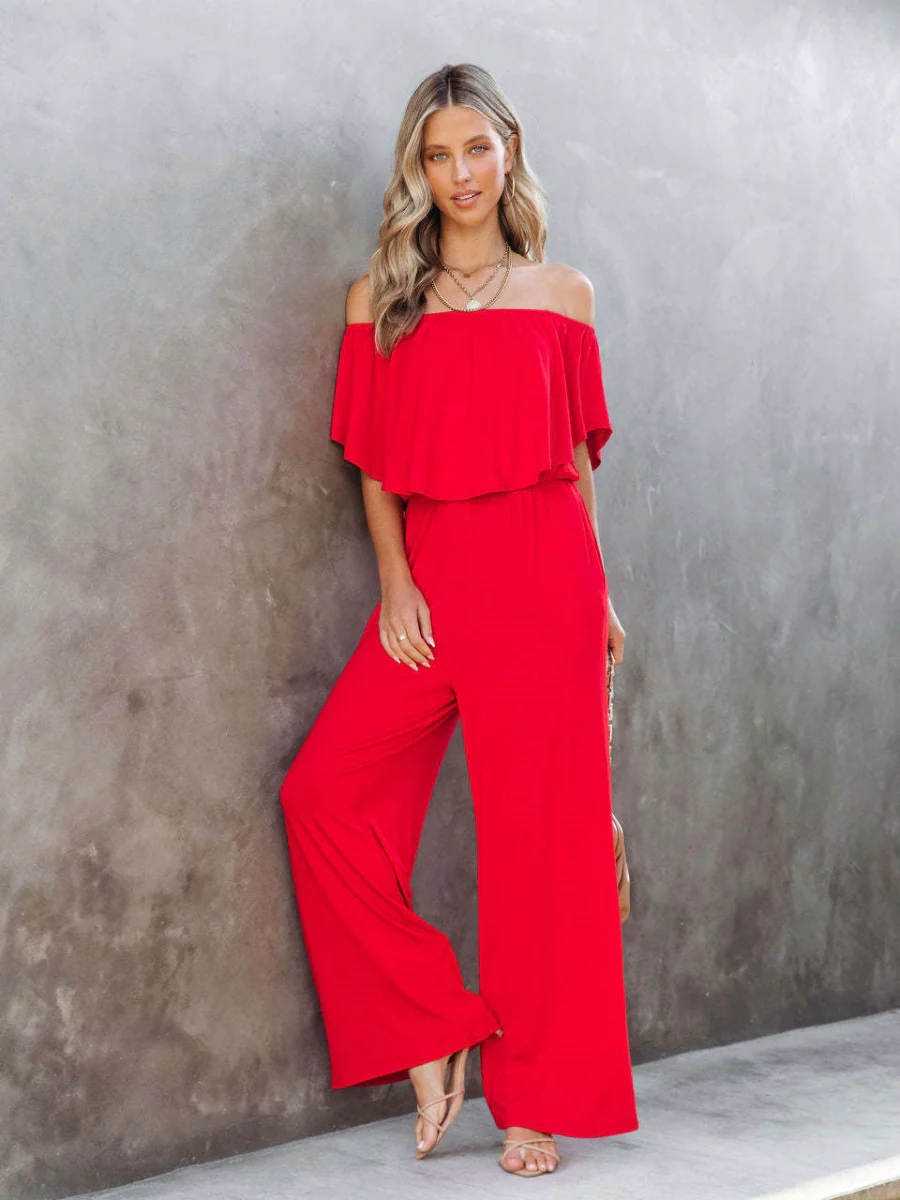 Off Shoulder Backless Loose-fit Leisure Jumpsuits - Image 8