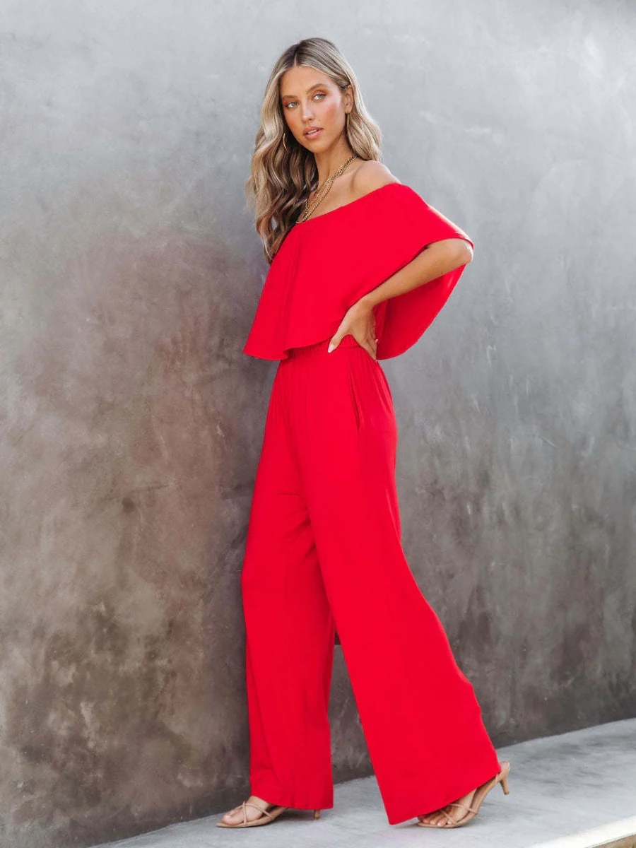 Off Shoulder Backless Loose-fit Leisure Jumpsuits - Image 9