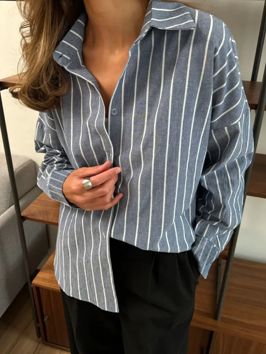 Stripes Cardigan Commuting Shirts - Image 13