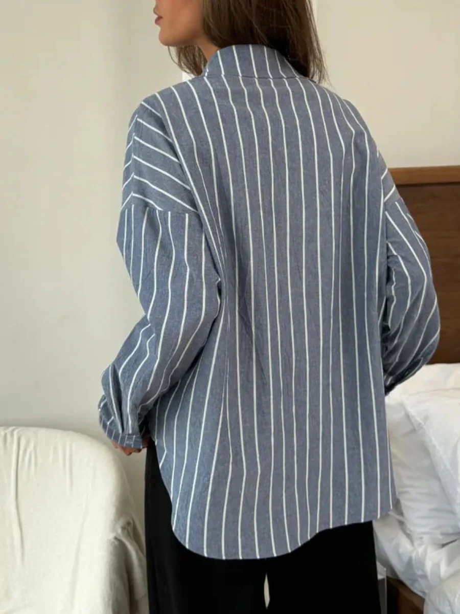 Stripes Cardigan Commuting Shirts - Image 17