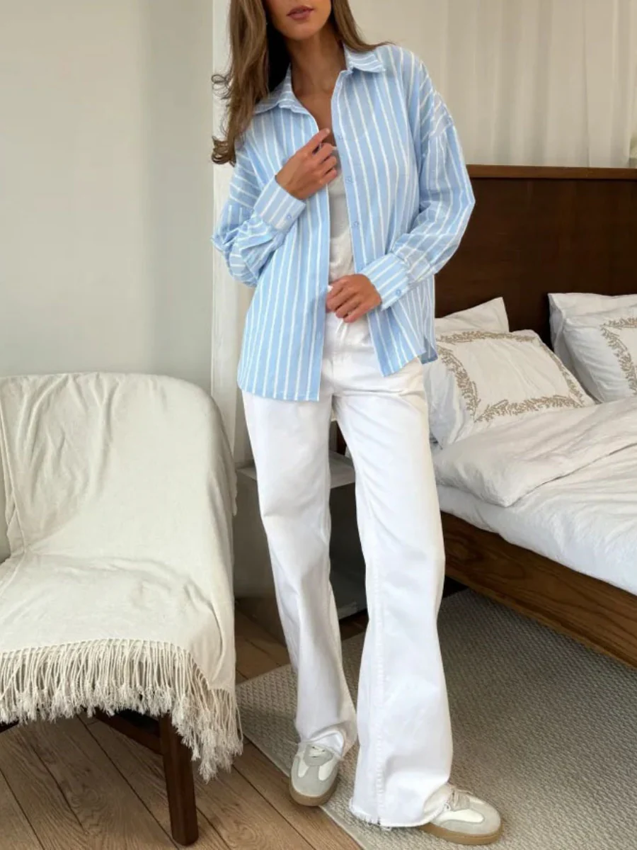 Stripes Cardigan Commuting Shirts - Image 6