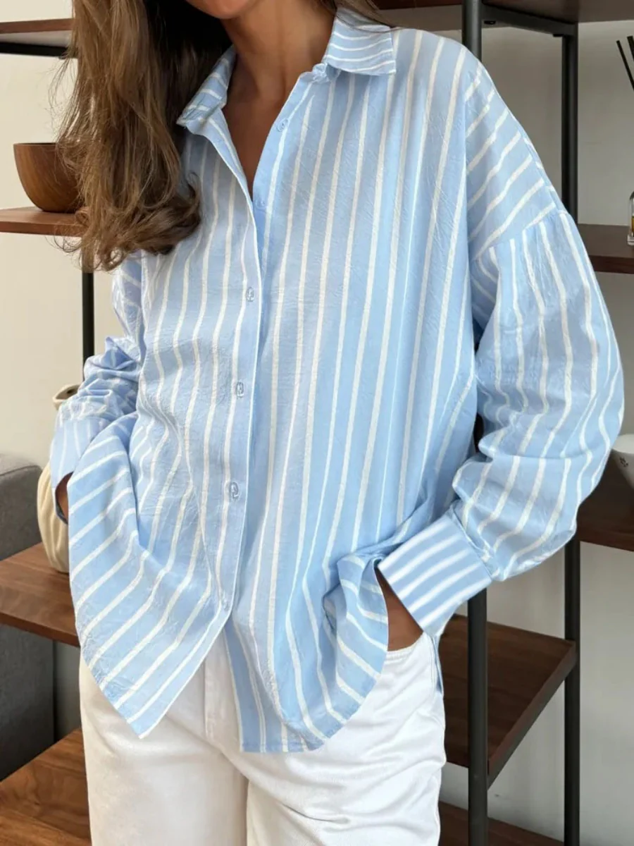 Stripes Cardigan Commuting Shirts - Image 9