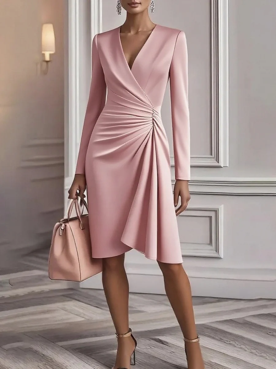 Long Sleeve Hip-hugging Crimp Maxi Dresses - Image 2