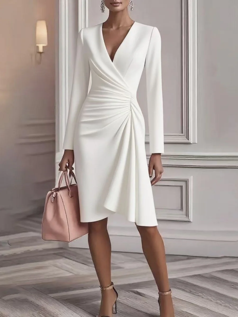 Long Sleeve Hip-hugging Crimp Maxi Dresses - Image 5