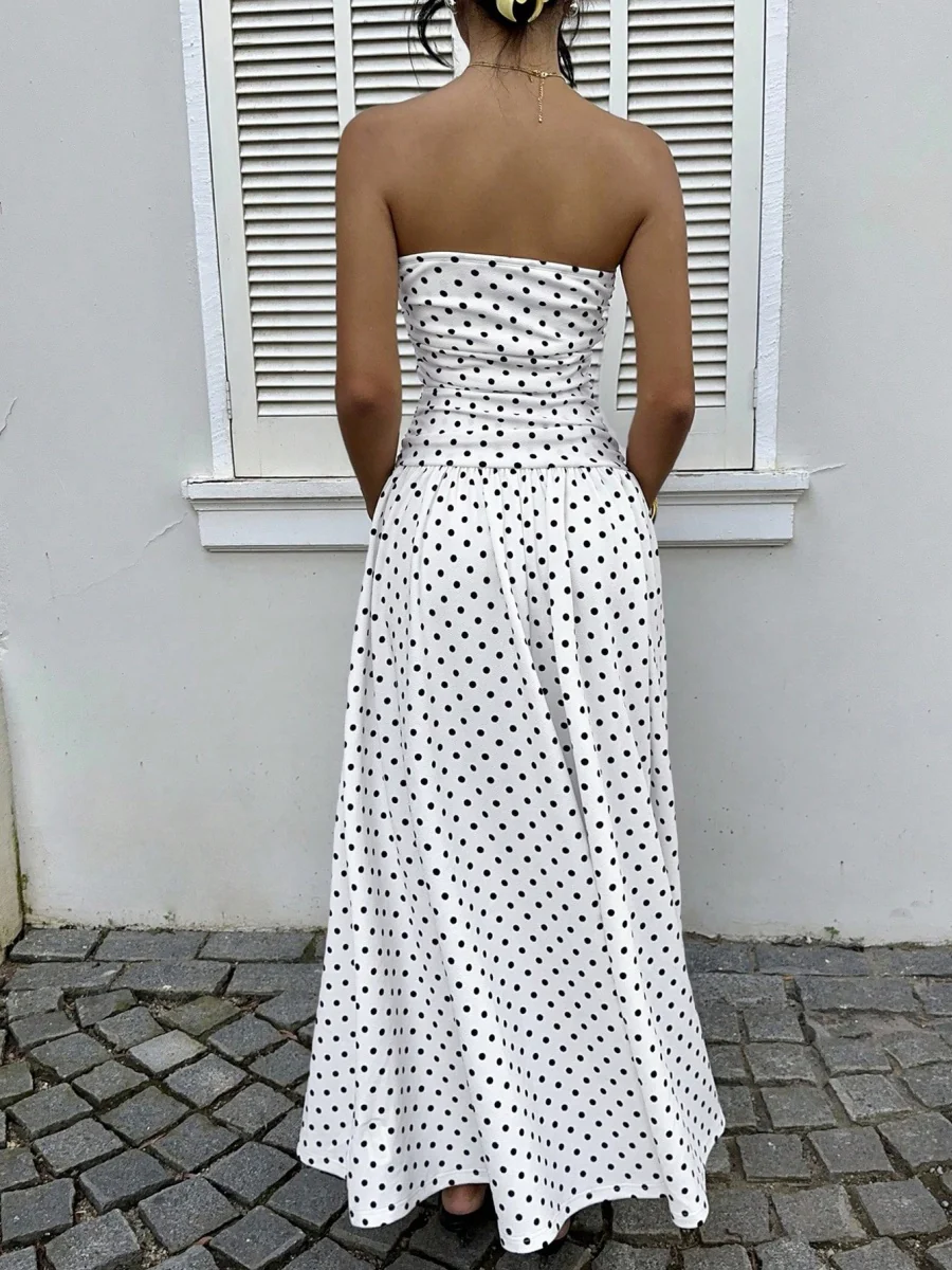 Off-shoulder Polka Dots A Grace Maxi Dresses - Image 2
