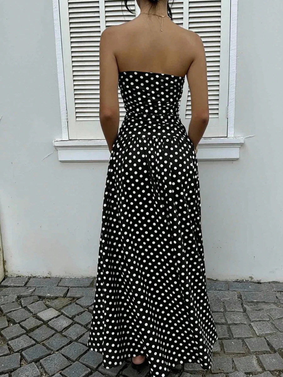 Off-shoulder Polka Dots A Grace Maxi Dresses - Image 7