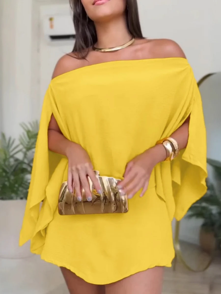 Off Shoulder Design With Forks Leisure Set Mini&Short Dresses - Image 6