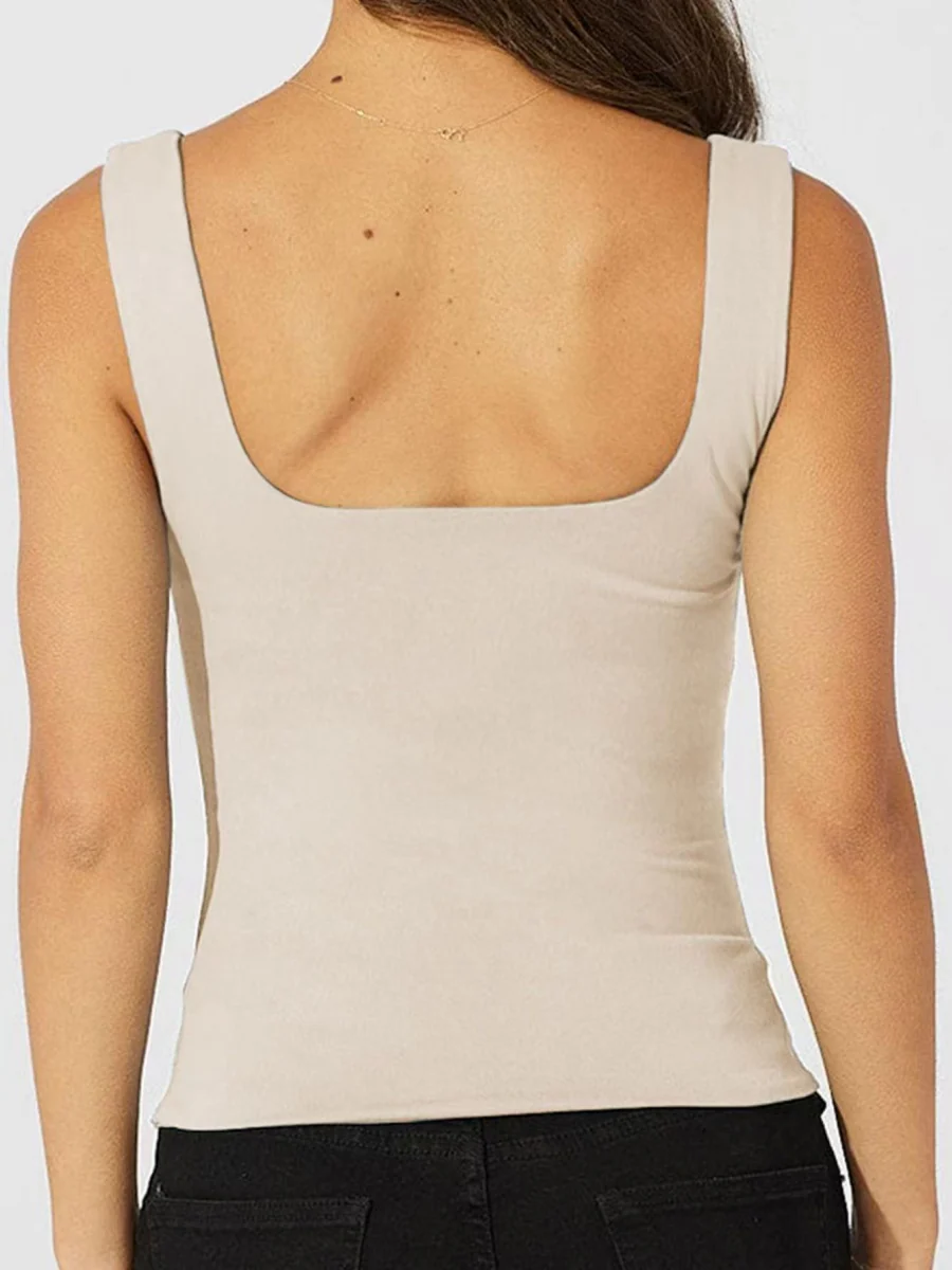 Square Collar Leisure Tank Tops - Image 15