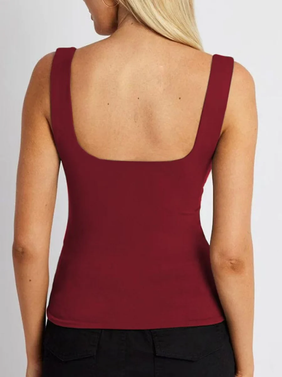 Square Collar Leisure Tank Tops - Image 3
