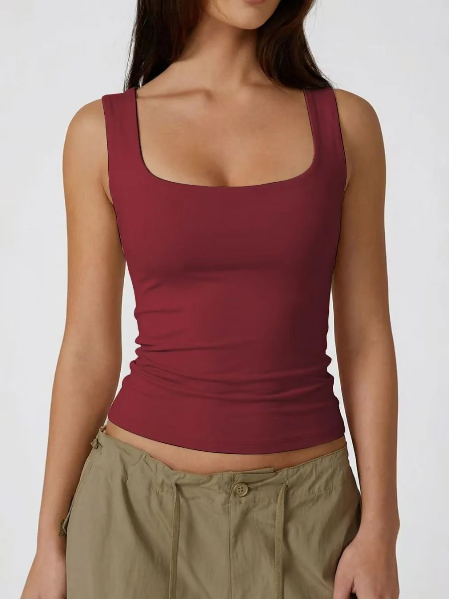Square Collar Leisure Tank Tops - Image 5