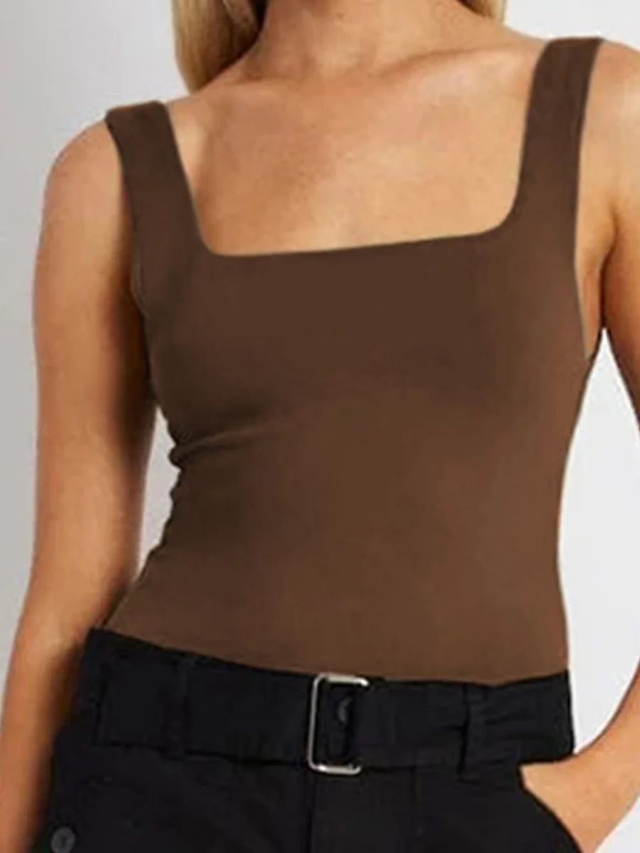 Square Collar Leisure Tank Tops - Image 6