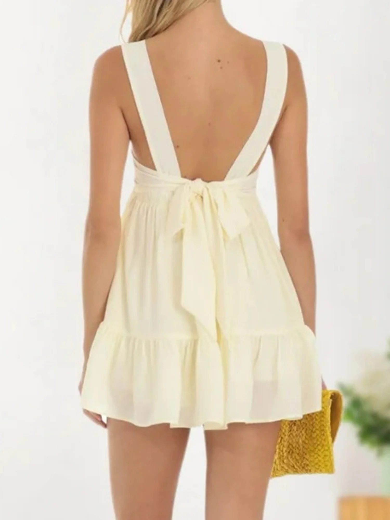 Square Collar Splicing Camisoles Sweet Mini&Short Dresses - Image 4