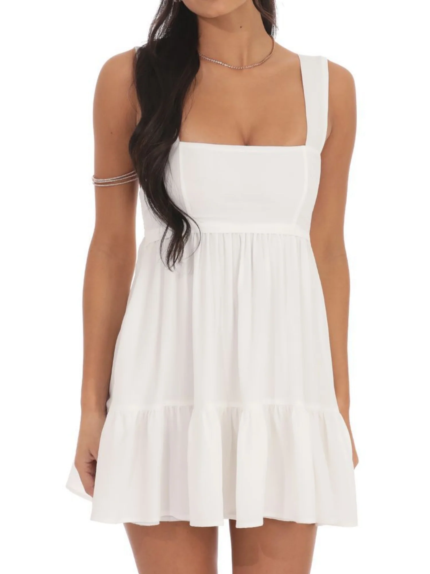 Square Collar Splicing Camisoles Sweet Mini&Short Dresses - Image 6