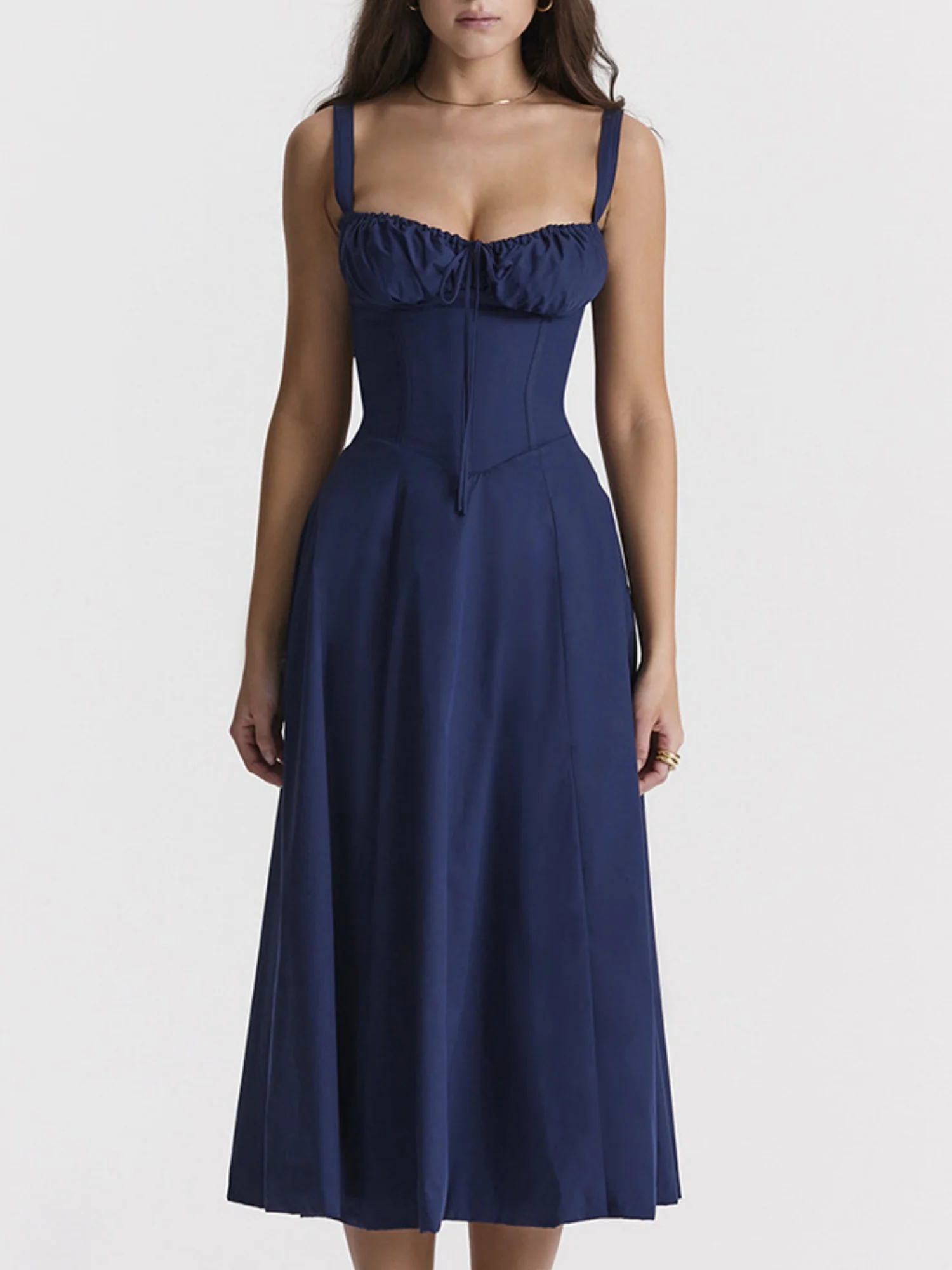 Waist Cinching With Straps A-line Skirt Split Suspenders Sweet Maxi Dresses - Image 16