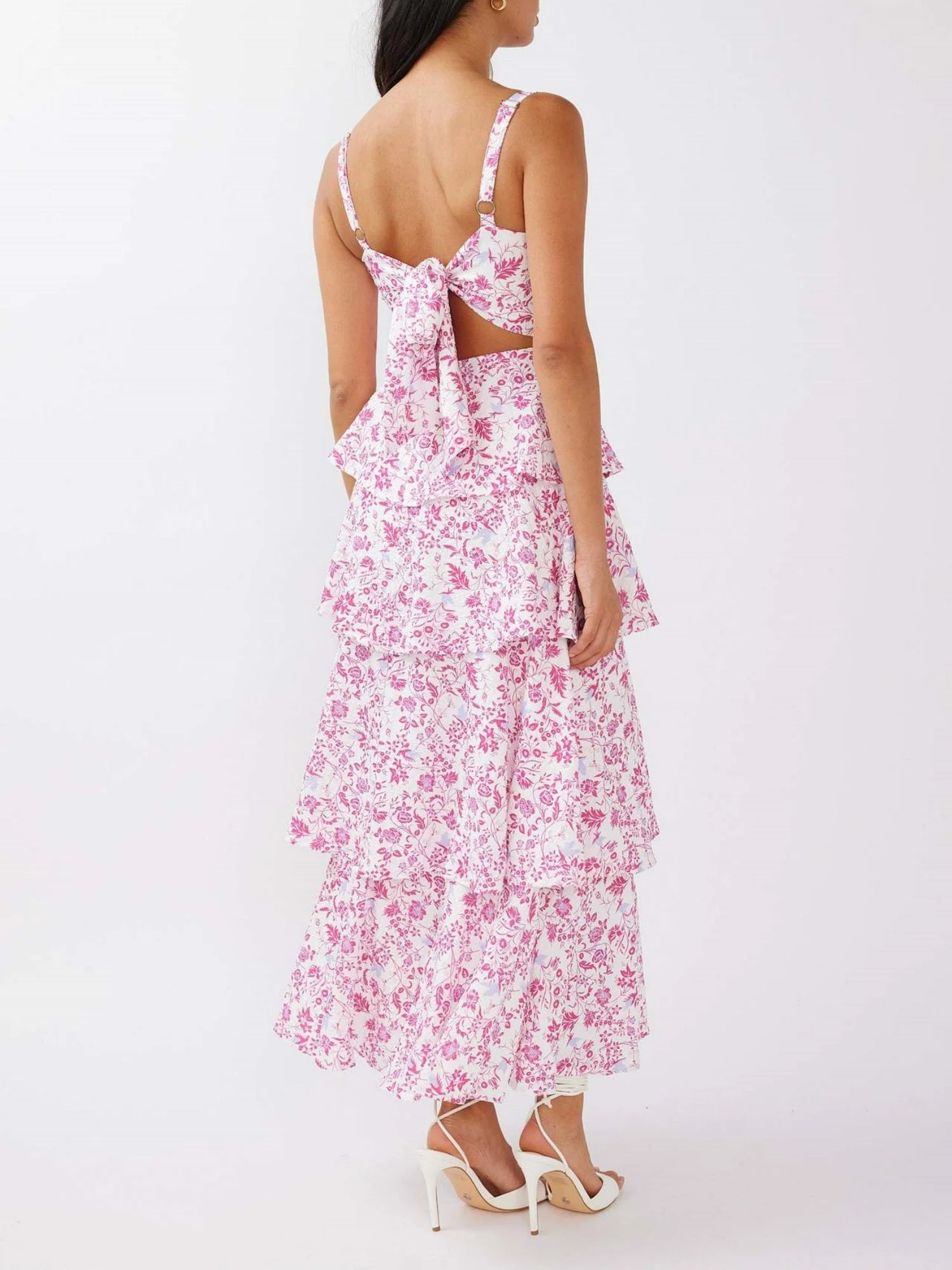 Floral Print Pleats On Suspenders Maxi Dresses - Image 4