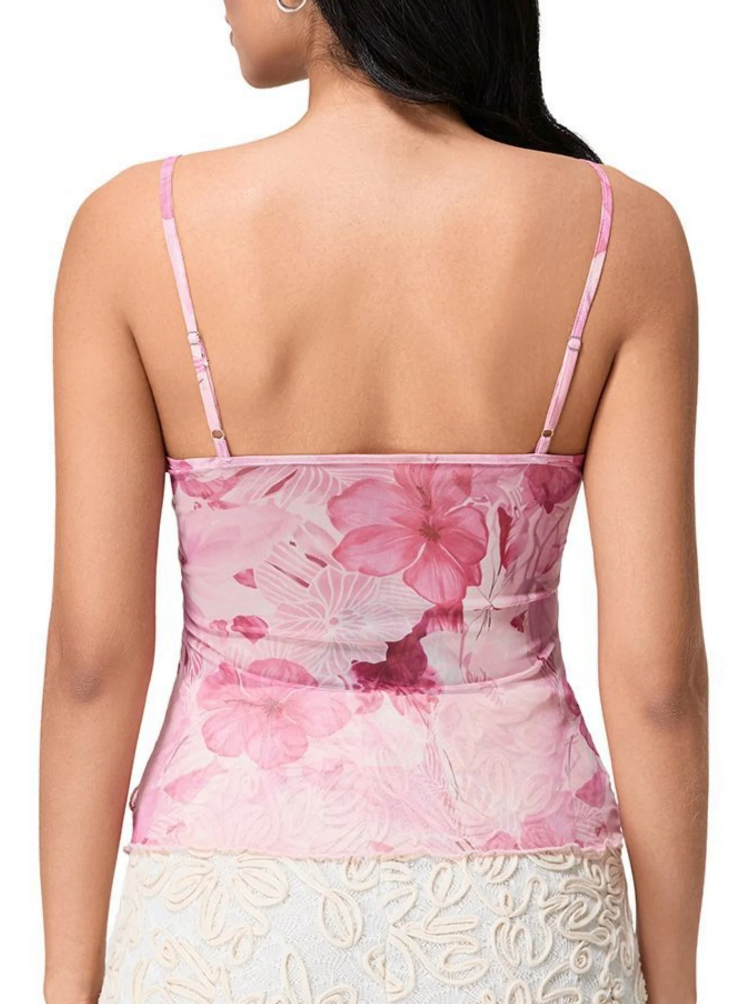 Printed Color Blocking Mesh Splicing Tank Tops&Camis - Image 2