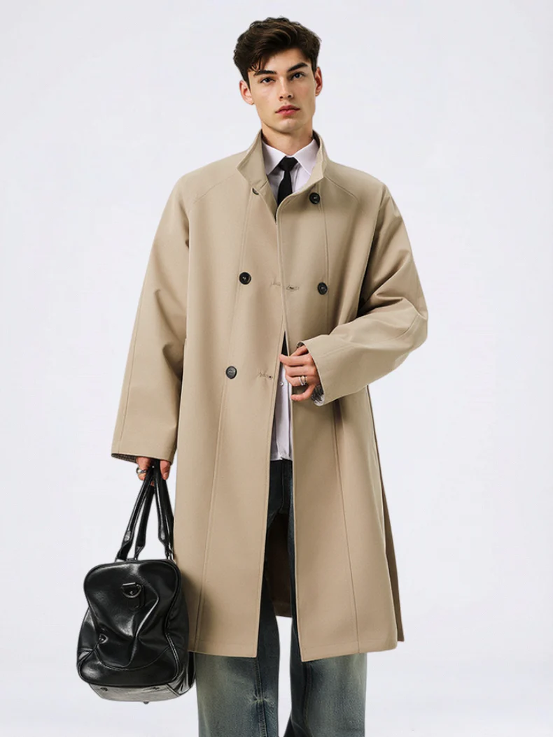 Longline Patchwork Double-Breasted Trench Coats