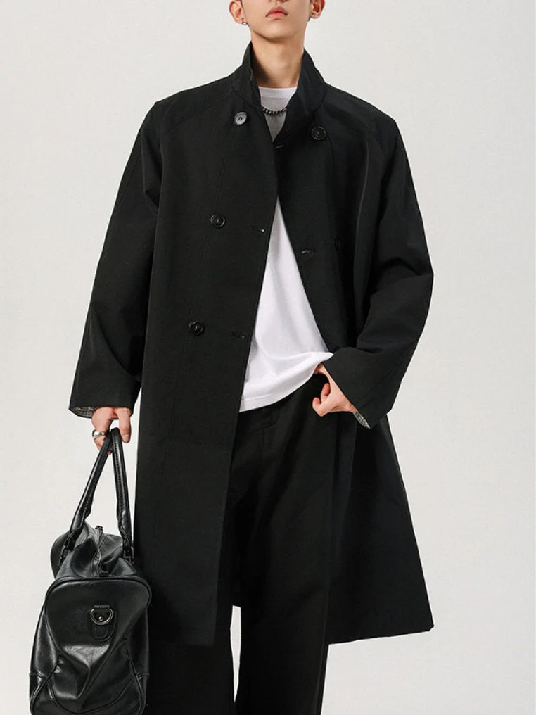 Longline Patchwork Double-Breasted Trench Coats - Image 5