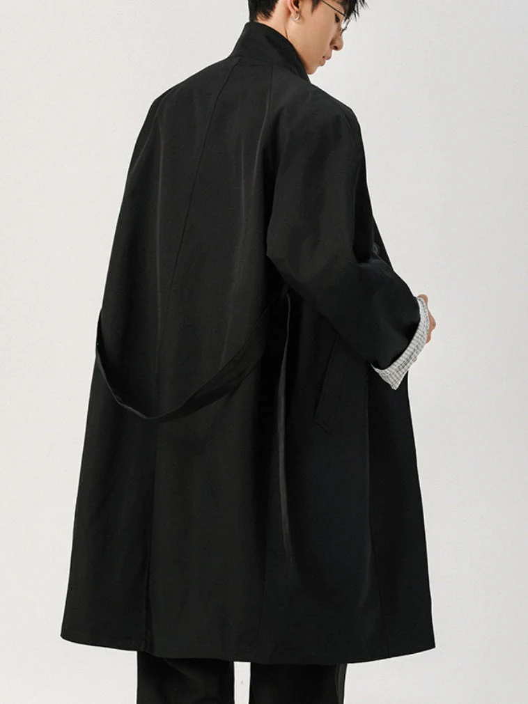 Longline Patchwork Double-Breasted Trench Coats - Image 7