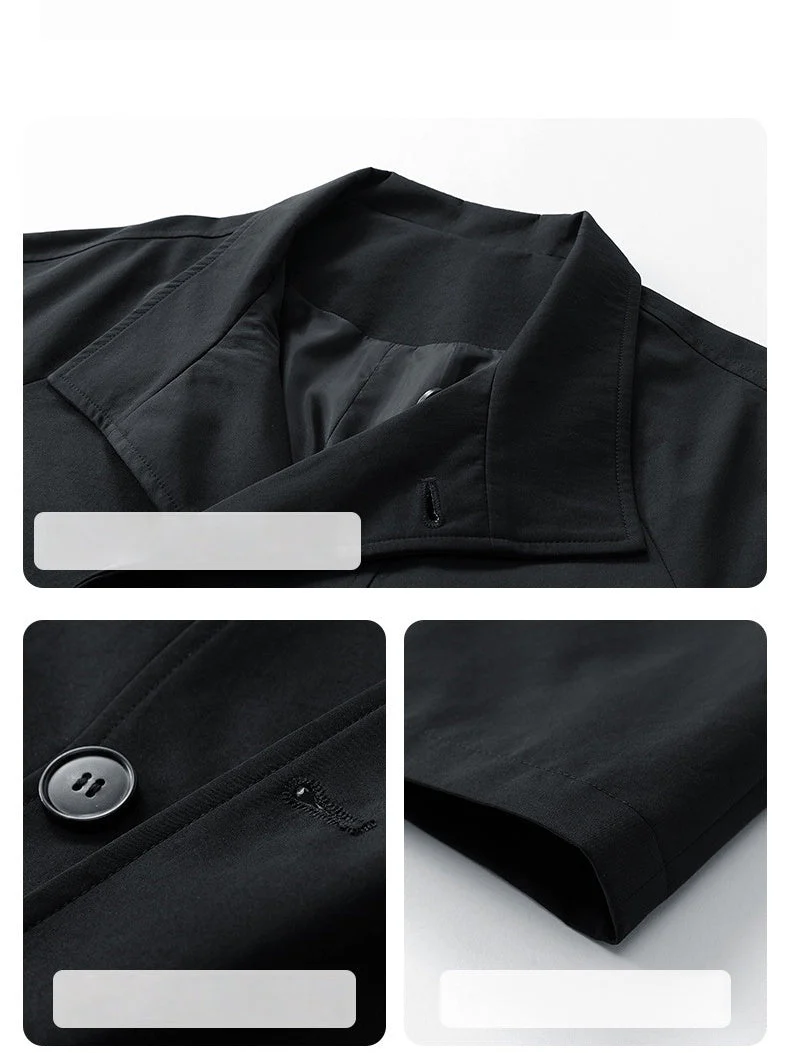 Longline Patchwork Double-Breasted Trench Coats - Image 8