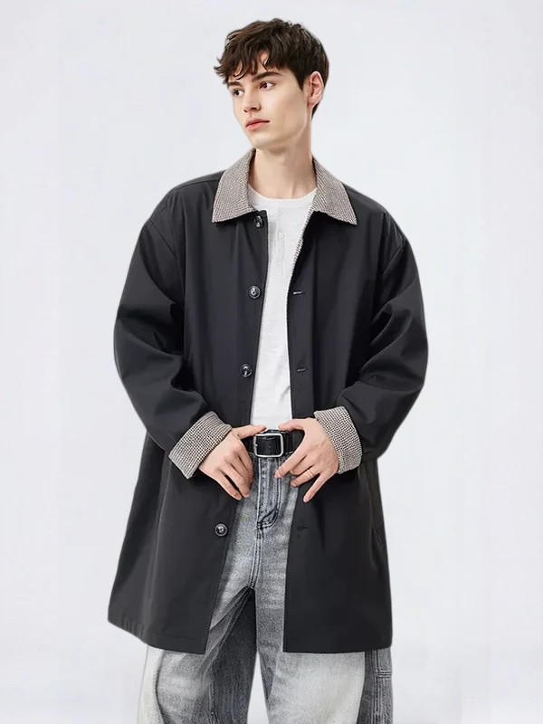 Medium And Long Loose-fit Color-blocked Trench Coats