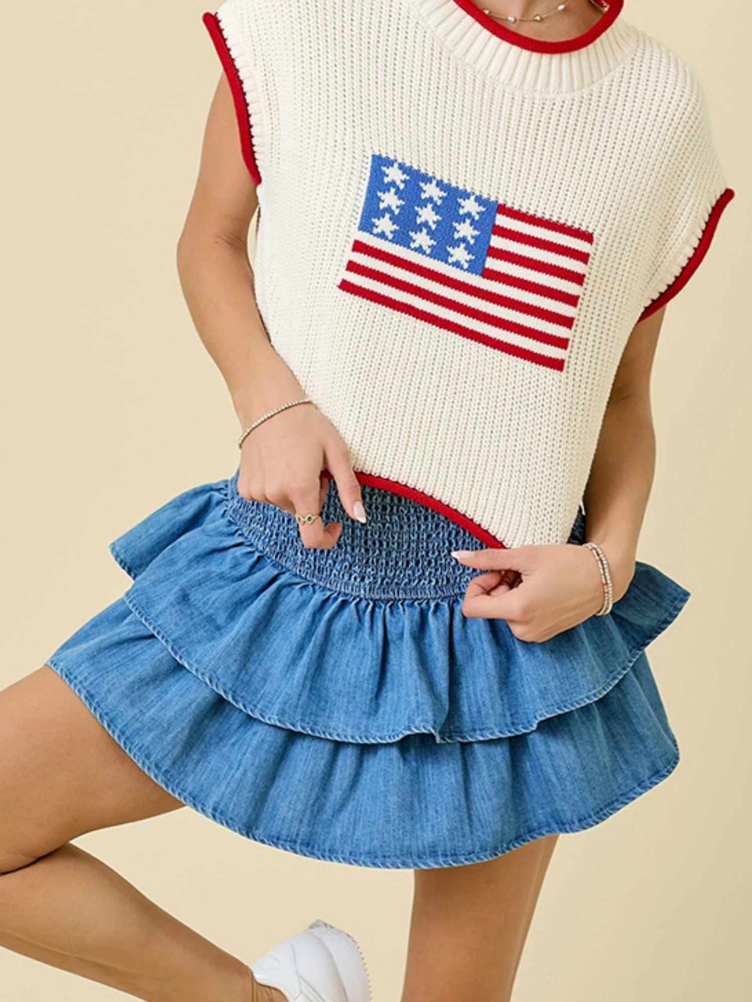 Denim Ruffle Splicing Slab Skirts - Image 6
