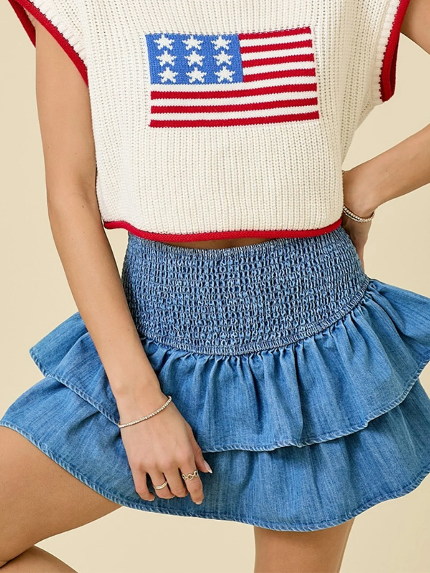 Denim Ruffle Splicing Slab Skirts - Image 7