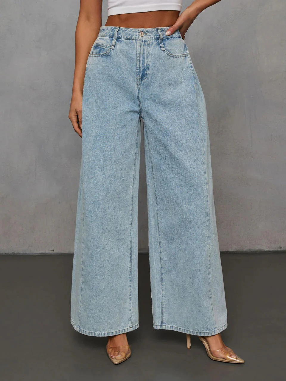 Denim Distressed Solid Color Jacket And Trousers 2-piece Sets - Image 7