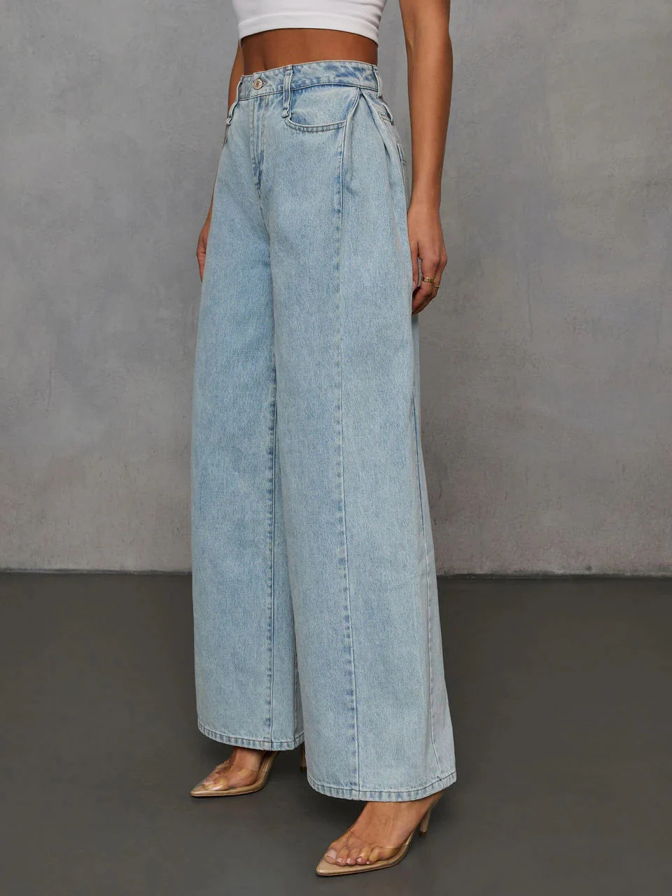 Denim Distressed Solid Color Jacket And Trousers 2-piece Sets - Image 9