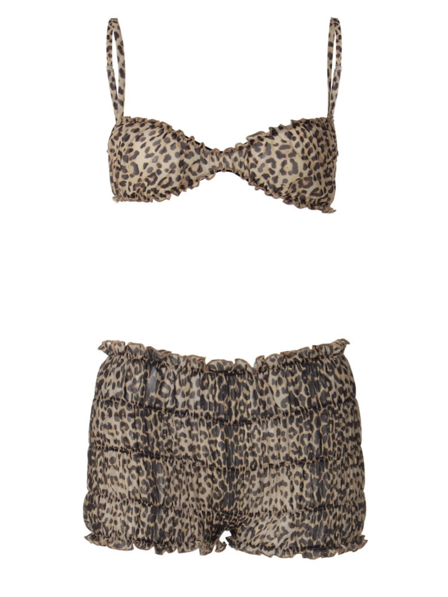 Leopard Print Lace Navel-style Tank Top Cake Shorts 2-piece Sets - Image 5