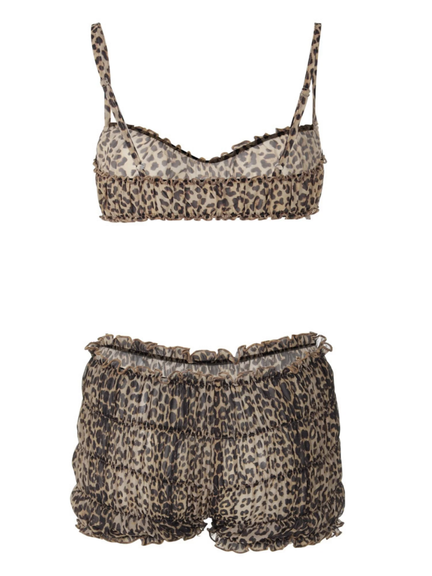 Leopard Print Lace Navel-style Tank Top Cake Shorts 2-piece Sets - Image 6