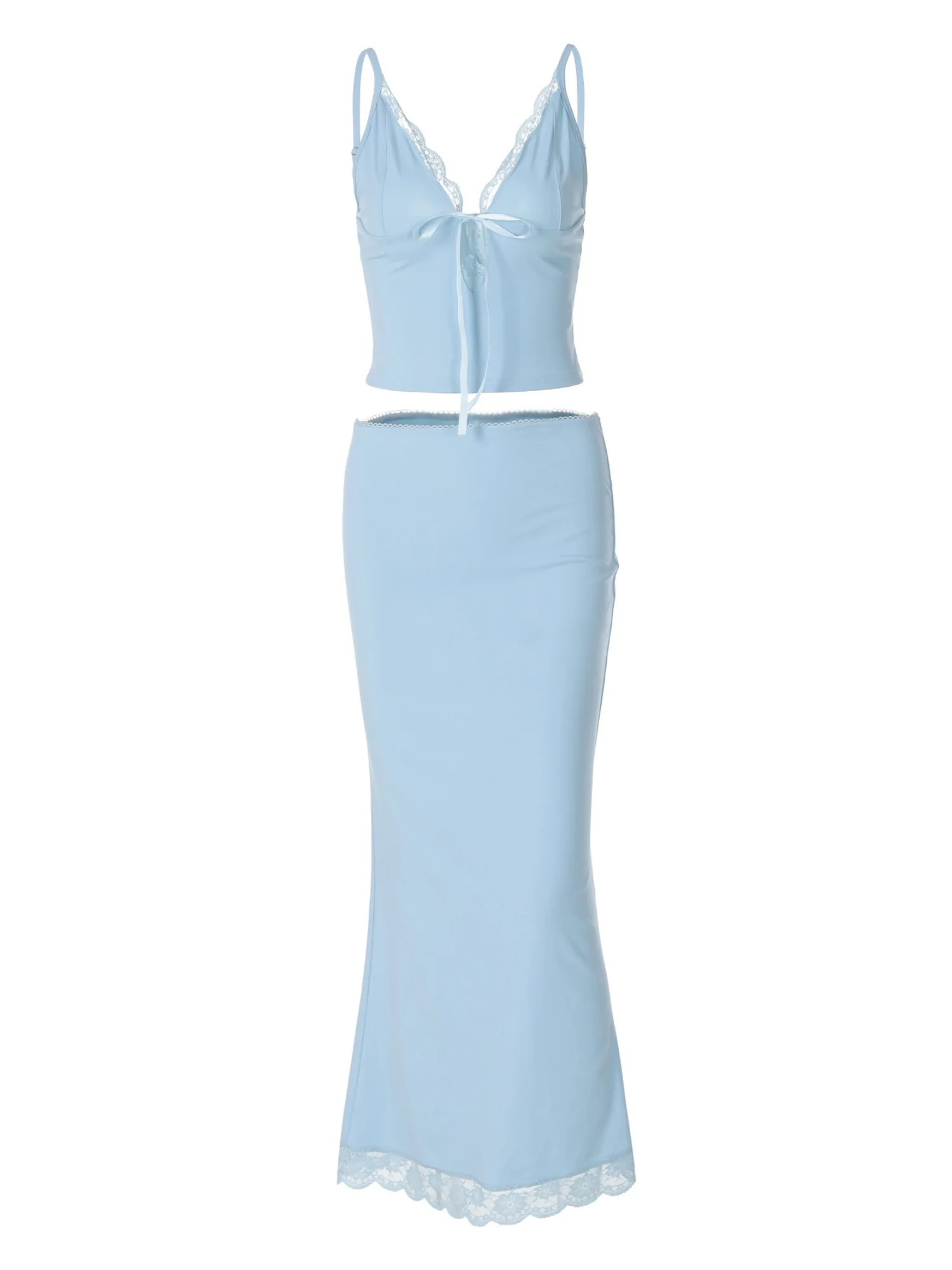 Lace Tank Top Bodycon Fishtail Skirt 2-piece Sets - Image 5