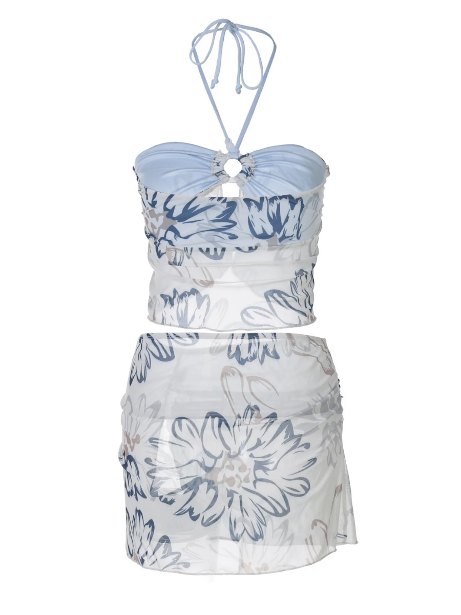 Printed Navel Exposed Halter-neck Mini Skirt 2-piece Sets - Image 8