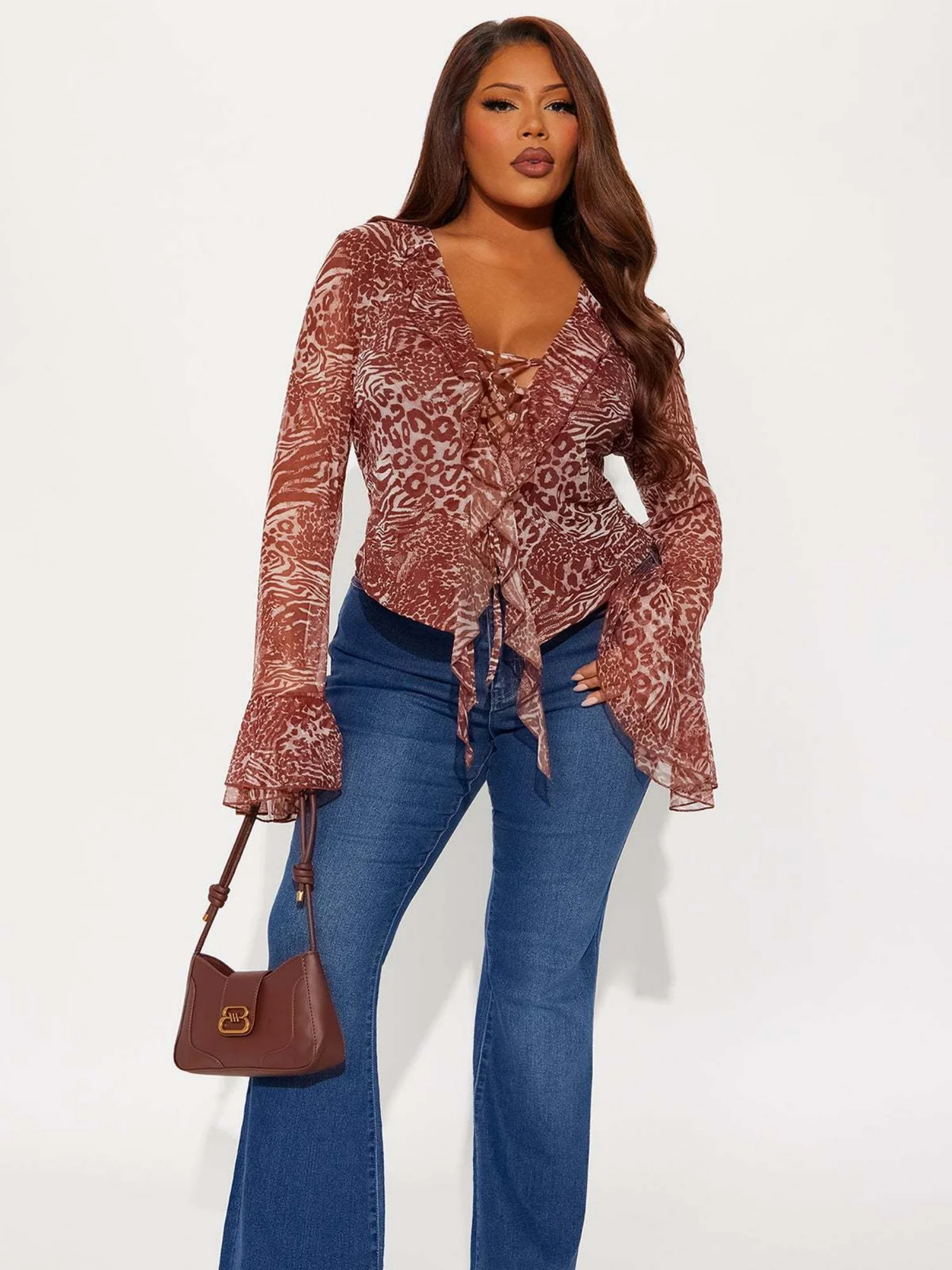 Leopard Print Ruffle Straps T-shirts - Image 4