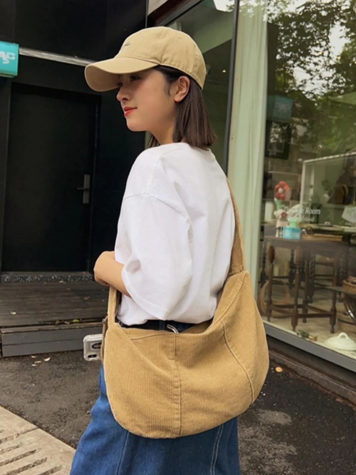 Striped Corduroy Crossbody Bag - Image 10