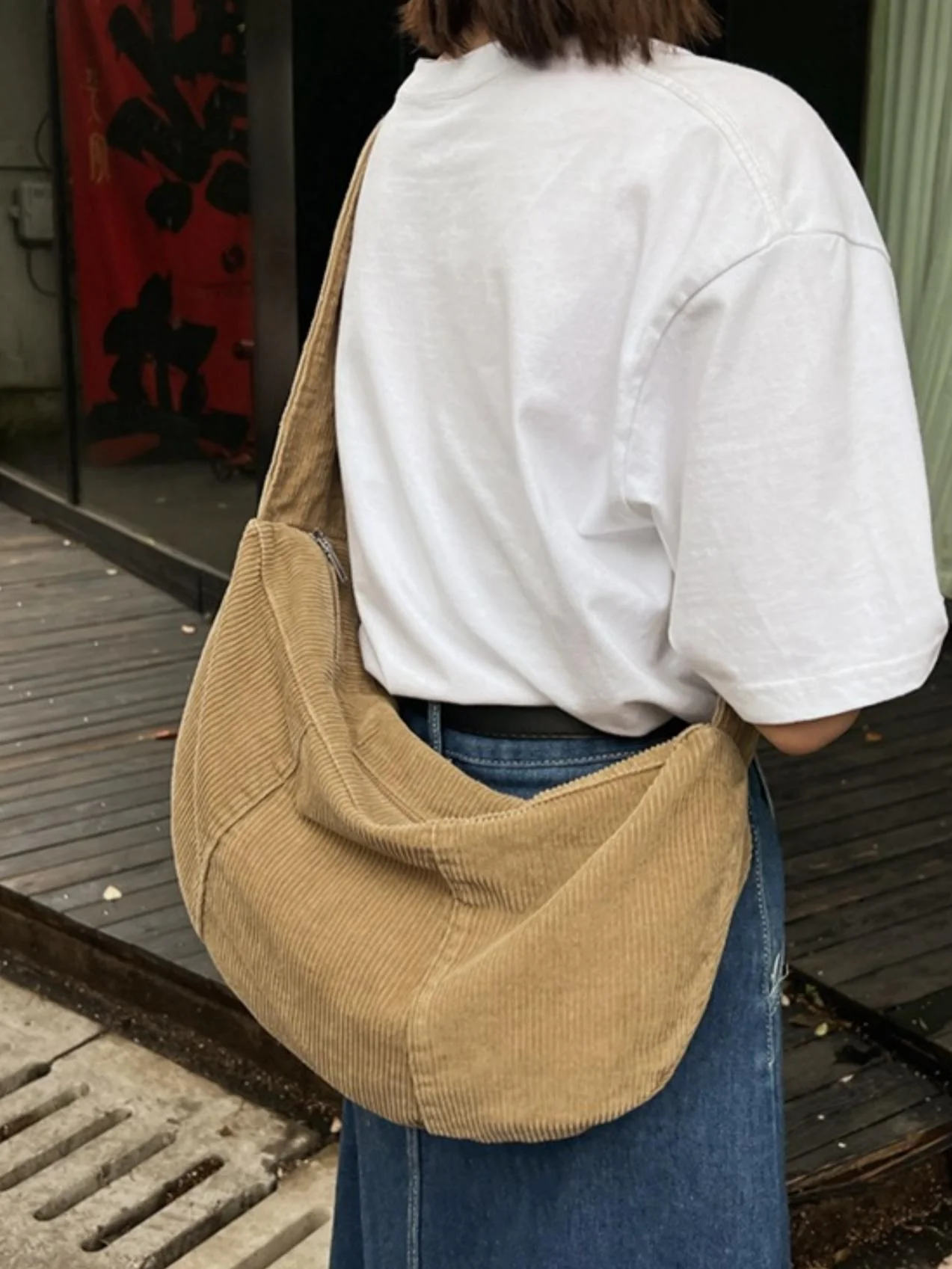 Striped Corduroy Crossbody Bag - Image 11