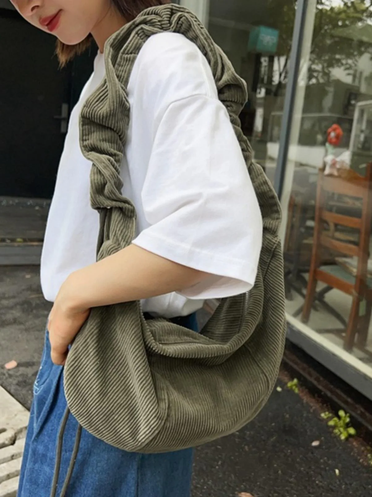 Striped Corduroy Crossbody Bag - Image 14
