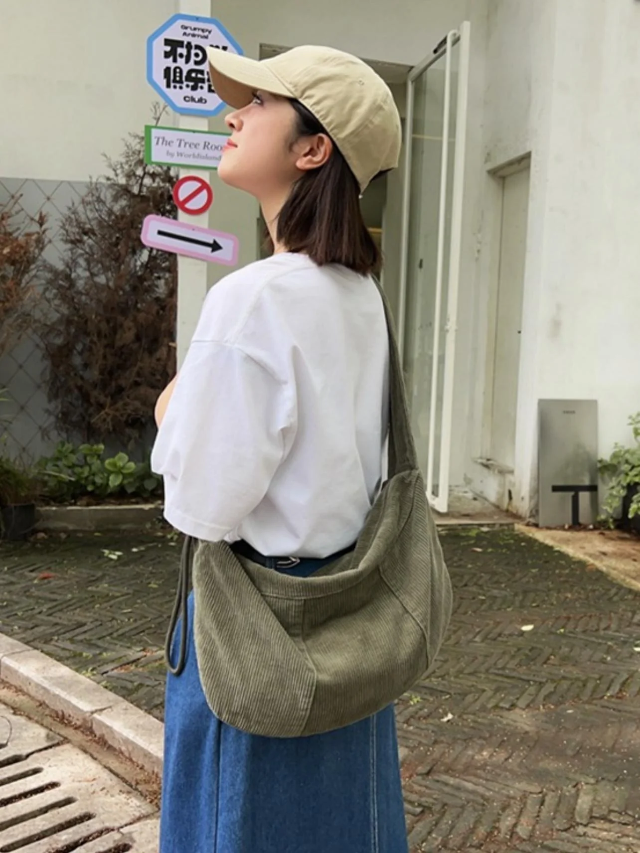 Striped Corduroy Crossbody Bag - Image 15