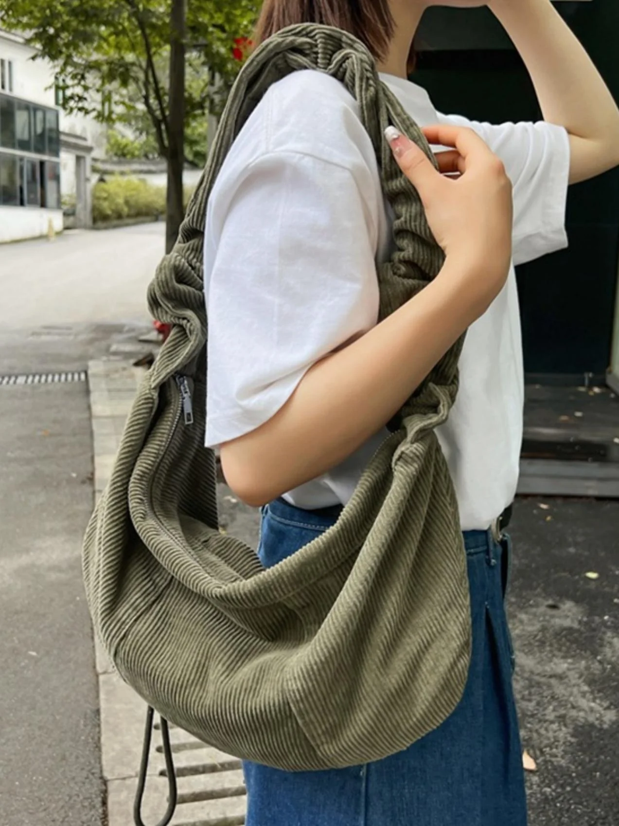 Striped Corduroy Crossbody Bag - Image 16