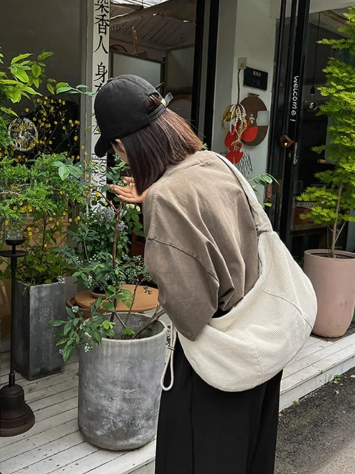 Striped Corduroy Crossbody Bag - Image 6