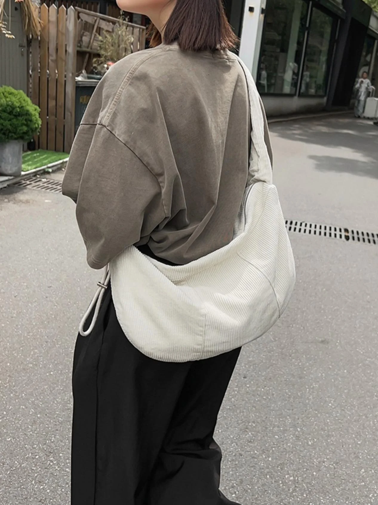 Striped Corduroy Crossbody Bag - Image 8